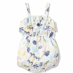 Janie and Jack Baby Girl Safari Print Romper